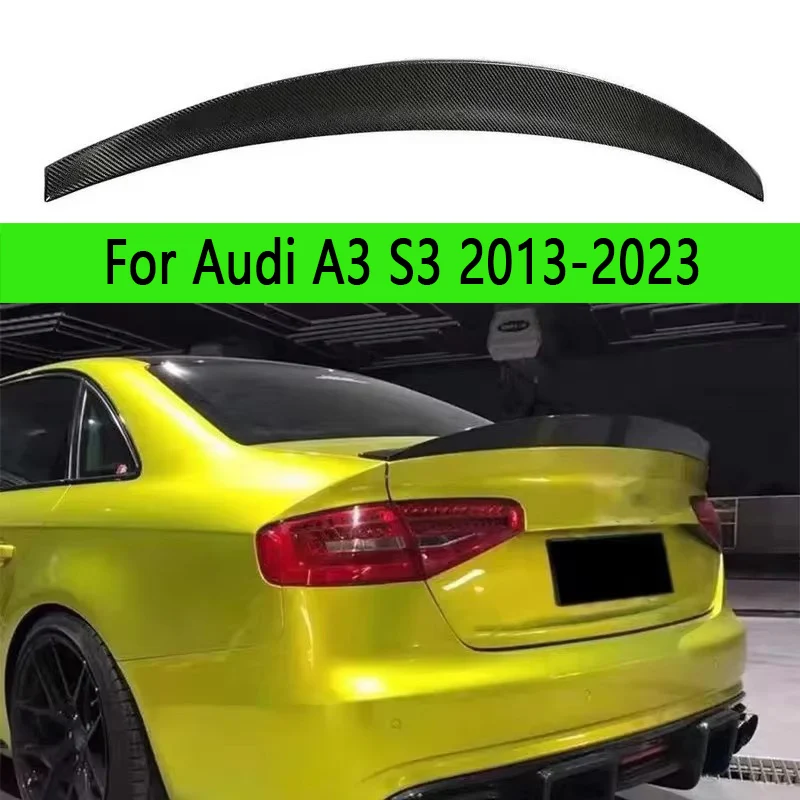

For Audi A3 S3 2013-2023 Carbon Fiber Tail fins Rear Trunk Spoiler Guide Wing Rear Wing Spoiler Diverter Body Kit