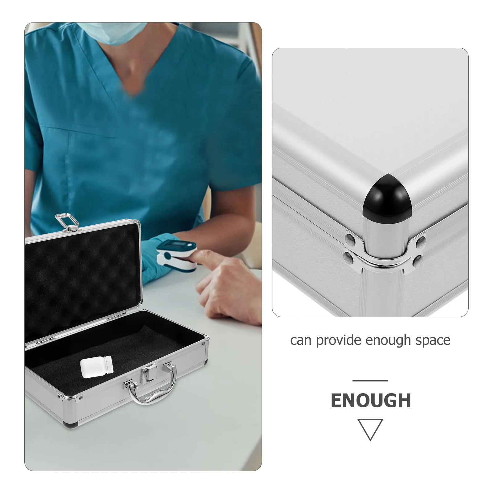 

Password Suitcase Aluminum Alloy Toolbox Large Capacity Storage Box Black Round Corner Tools Containers Portable Medicine Box