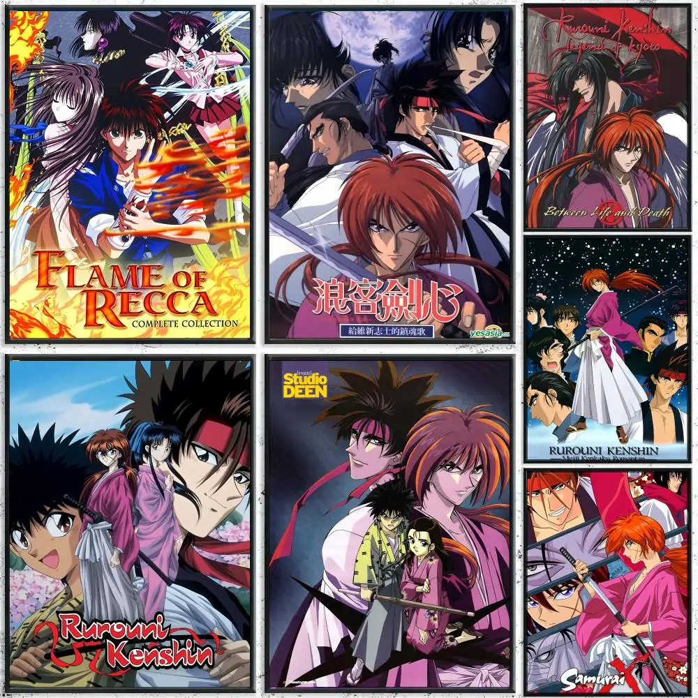 Anime Movie Rurouni Kenshin Poster Perfect Sticker Self Adhesive for Office Home Theater Wall Art Decor Fancy Gift