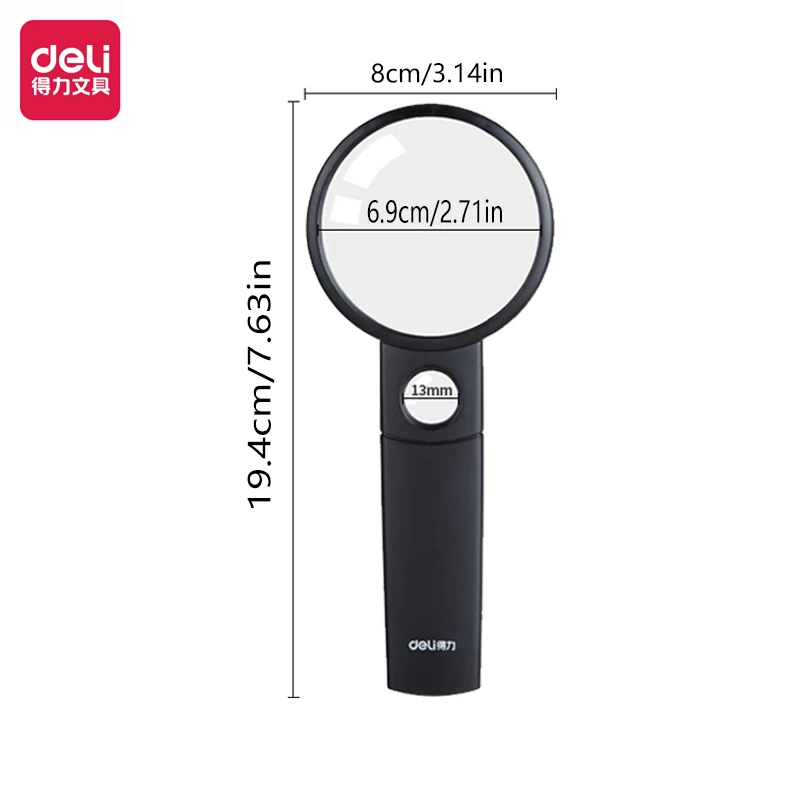 Deli High-Definition Handheld Magnifying Glass Portable Elderly Reading Aid with Dual Mirror for Identification