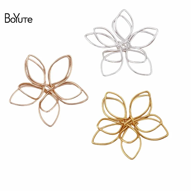 

BoYuTe (50 Pieces/Lot) 20MM 35MM Metal Iron Wire Winding Flower Materials Handmade Diy Jewelry Findings Components