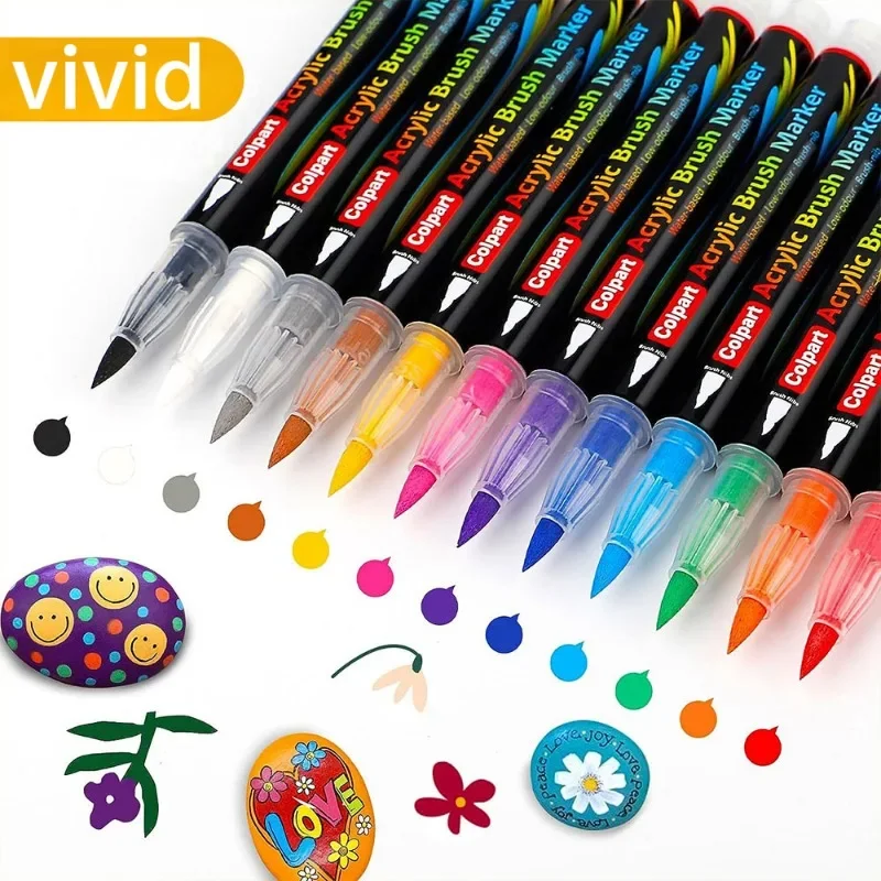 นุ่มหัวอะคริลิค MARKER ไม่โปร่งใสกึ่งถาวร TATTOO มือวาด DIY ปากกาสีน้ํา Art 24 สี 36 สีใหม่