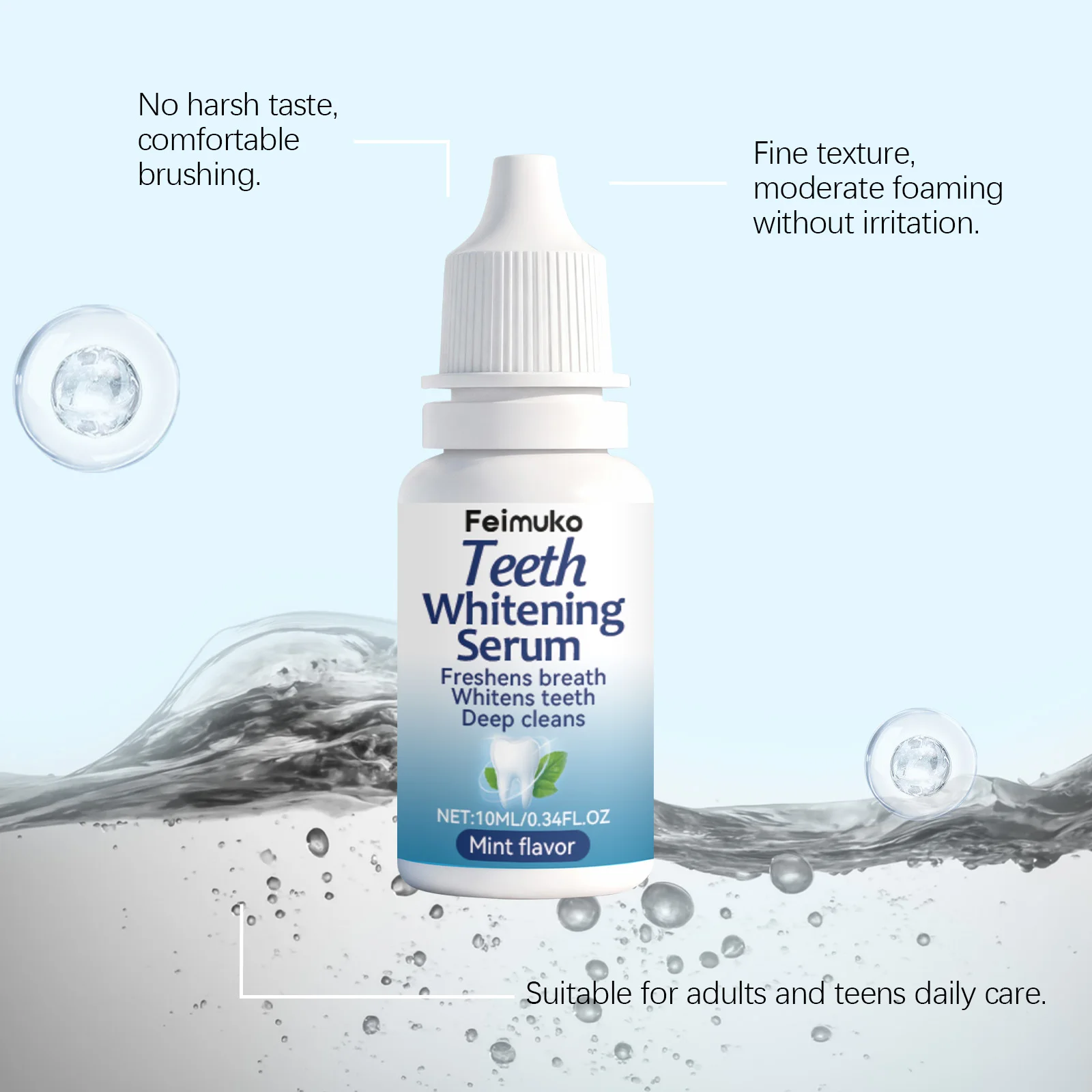 Teeth Serum - Gentle Stain Removal & Odor Reduction | Mint-Flavored Daily Teeth Care Essence for Brighter Smile & Fresh Breath