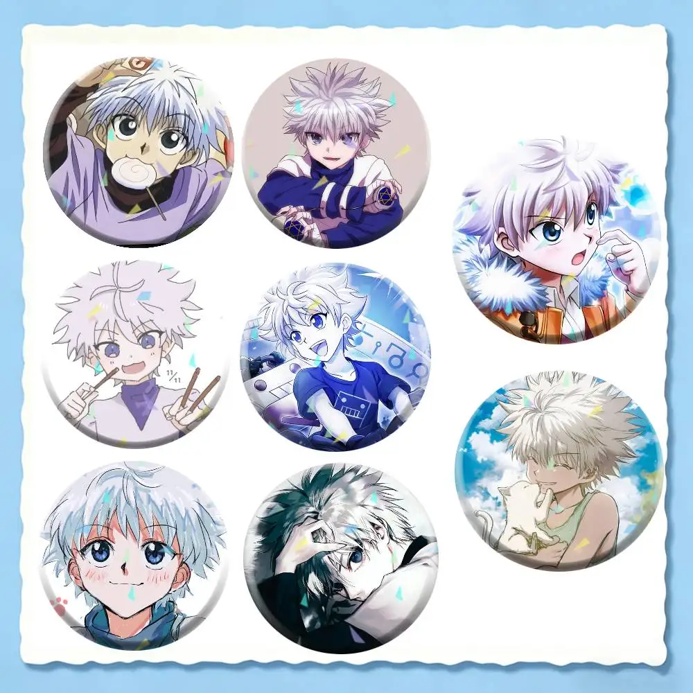 Killua Zoldyck 32/44/58mm Handmade Pins Round Brooch Badge Backpacks Clothes Jewelry Gifts