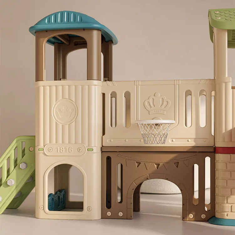 عرض ساخن لعام 2025، منزل لعب للأطفال في الهواء الطلق، مجموعة ملعب منزلق بلاستيكي صغير، منزل لعب للأطفال مع شريحة