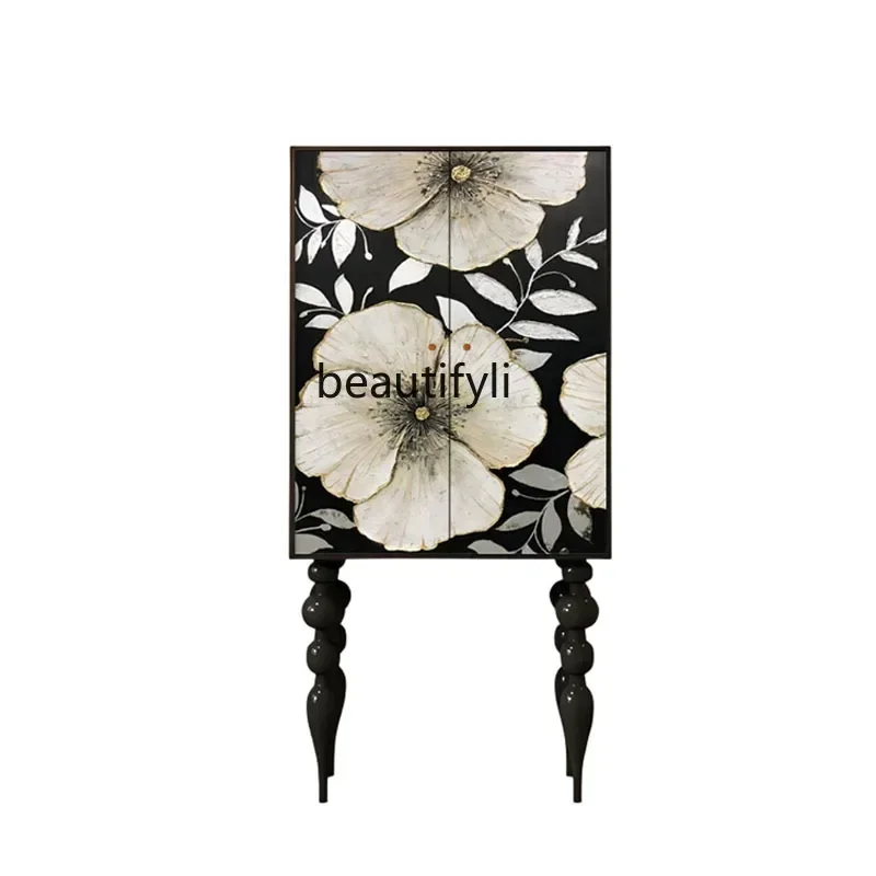 

R0R Деревянный ретро-стиль для гостиной, декоративный шкаф для среднего возраста, шкаф для хранения в спальне, боковой шкаф для столовой на высоких ножках