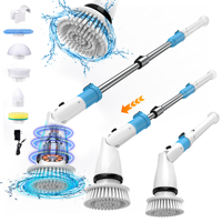 450RPM Electric Spin Scrubber Cordless Shower Cleaning Brush with 5 Replaceable Brushes Adjustable Extension Handle for Bathroom