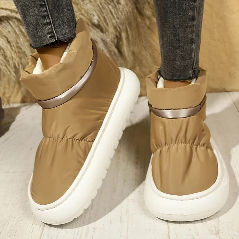Women's 2024 Winter Warm Plush Cotton Padded Shoes Thick Bottom Waterproof Down Snow Boots Woman Non-Slip Platform Ankle Boots image 4
