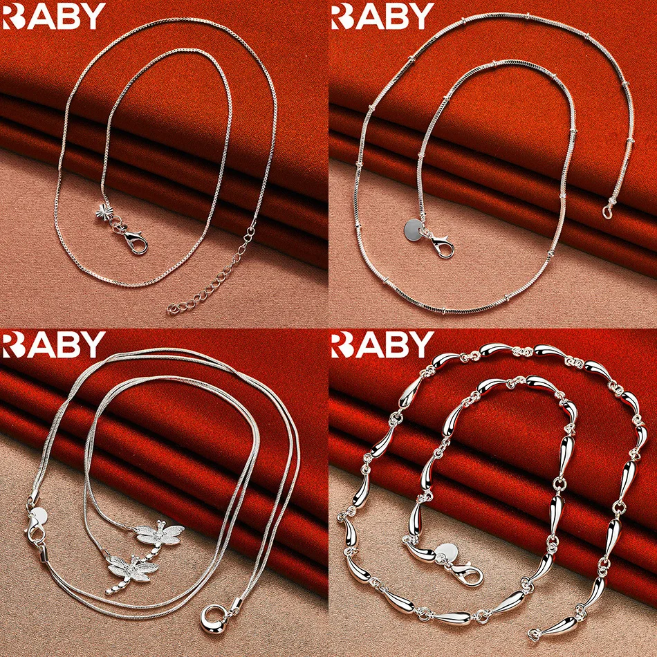 

URBABY 925 Sterling Silver 45cm Geometric Necklace For Women Men Charm Trend Birthday Gifts Fashion Party Fine Jewelry