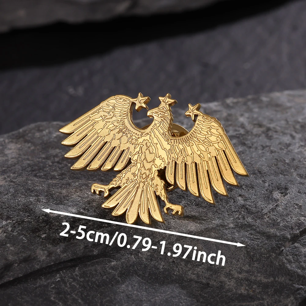 เข็มกลัดอินทรีแบบกำหนดเองสำหรับผู้ชายการปรับแต่งโลโก้ใดๆ เข็มกลัดสีทองสแตนเลสเครื่องประดับตกแต่งของขวัญวันเกิด