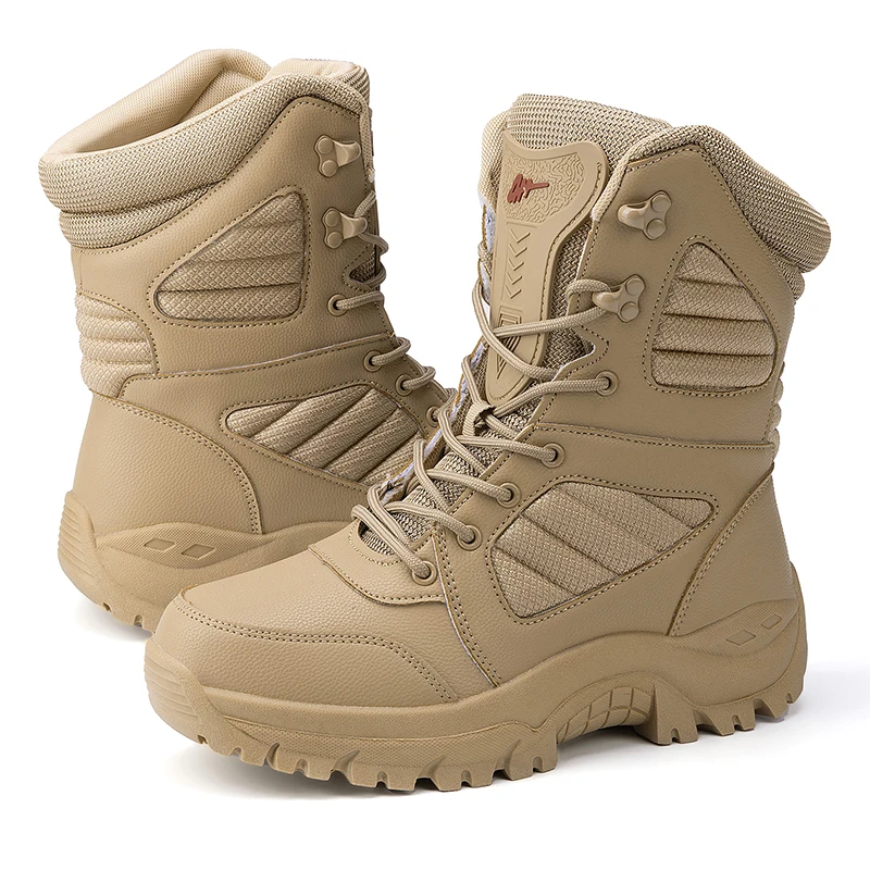Men's High-top Boots Autumn and Winter New Casual Snow Hiking Boots Non-slip Outdoor Forest  Tactical Training Boots Sneakers