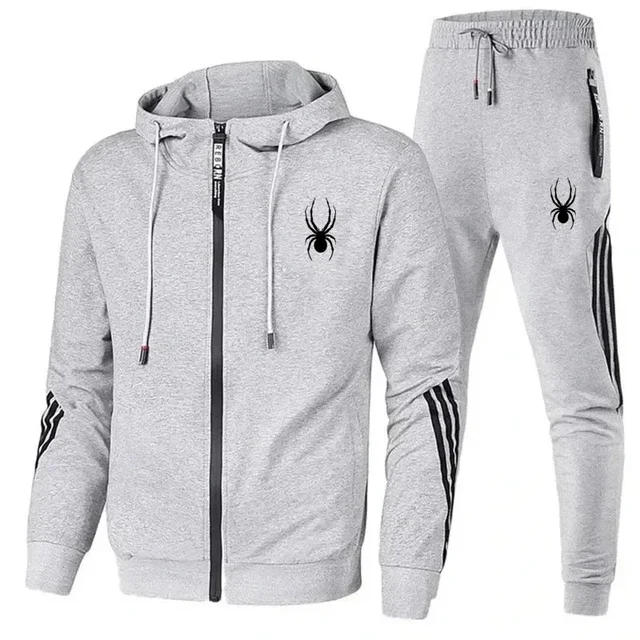 

New men's sportswear set, spring and autumn outdoor fashionable windproof and warm men's jacket + jogging pants 2-piece set