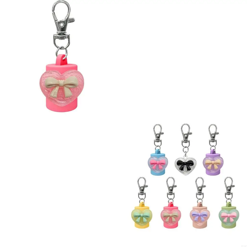 91AF Practical Heart Lipsticks Holder With Keychain For Cosmetics