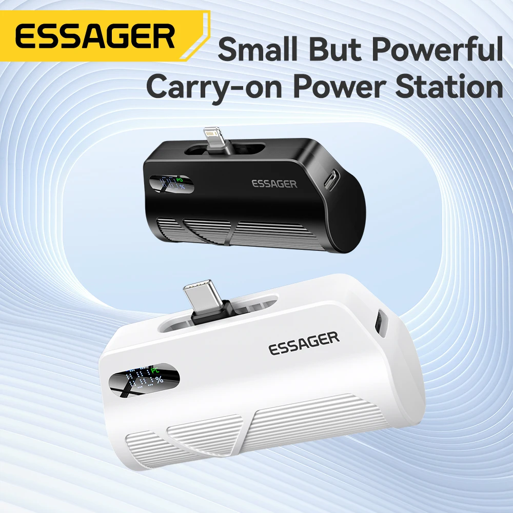 Essager Mini Power Bank 20W 5000mAh Type-C/Lighting Fast Charging External Battery for iPhone 16 15 14 13 Pro Max Samsung Xiaomi