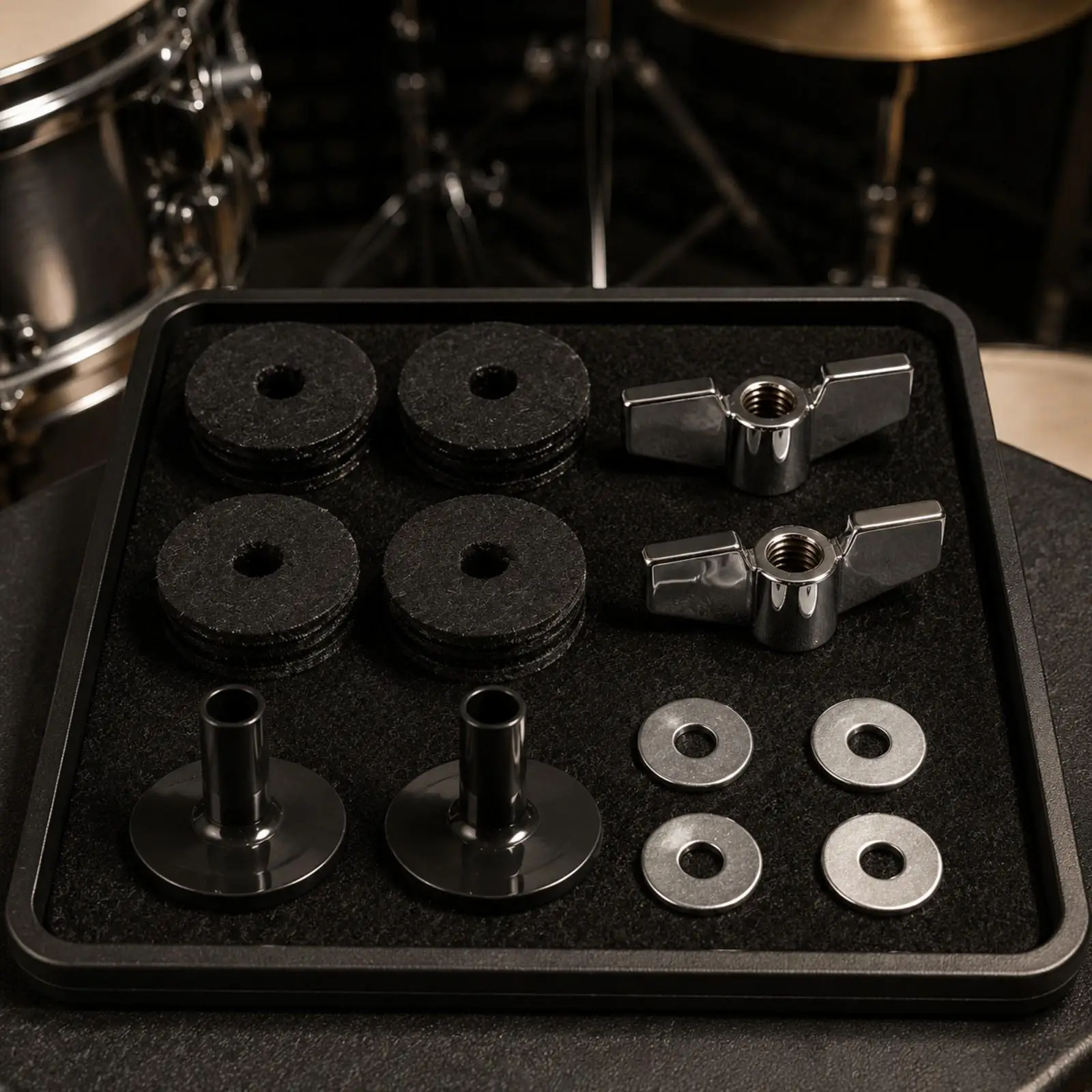 Soft Drum Felt Pad Cymbal Mounting Kit with M8 Wing Nuts and Washers for Practice Room Drum Sets