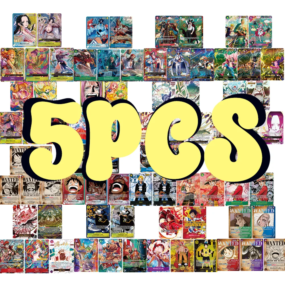 5PCS One Piece Card Retro Wanted Poster Multiple Leader Role Embossed Card / Textured Card / Comic Style Card Collect Card Blind