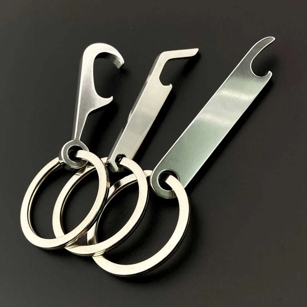 Stainless Steel Keyring Portable Kitchen Outdoor Gadget Pendant Key Ring Beer Mini Bottle Can Metal Opener Keychain Gifts Men