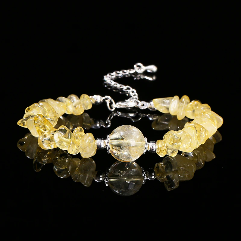 JD Natural Amethyst Citrine Gravel Chip Stone Bead Lucky Chain Bracelets for Women Fashion Reiki Healing Adjustable Crystal Gift