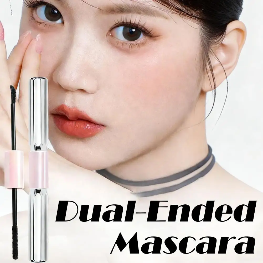 New Double-ended Makeup mascara Waterproof long Eyelash Curling lengthening double extension Black Brown mascara Cosmetic