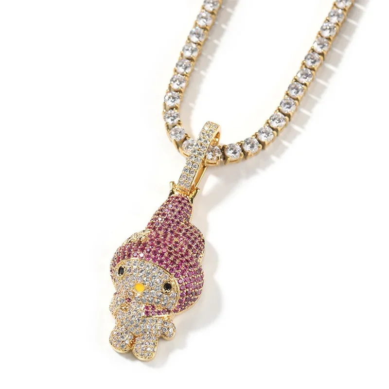 Hip Hop Crystal Magic Rabbit Pendant With Iced Out Zircon Tennis Chain Necklace For Men Women Fashion Designer Jewelry