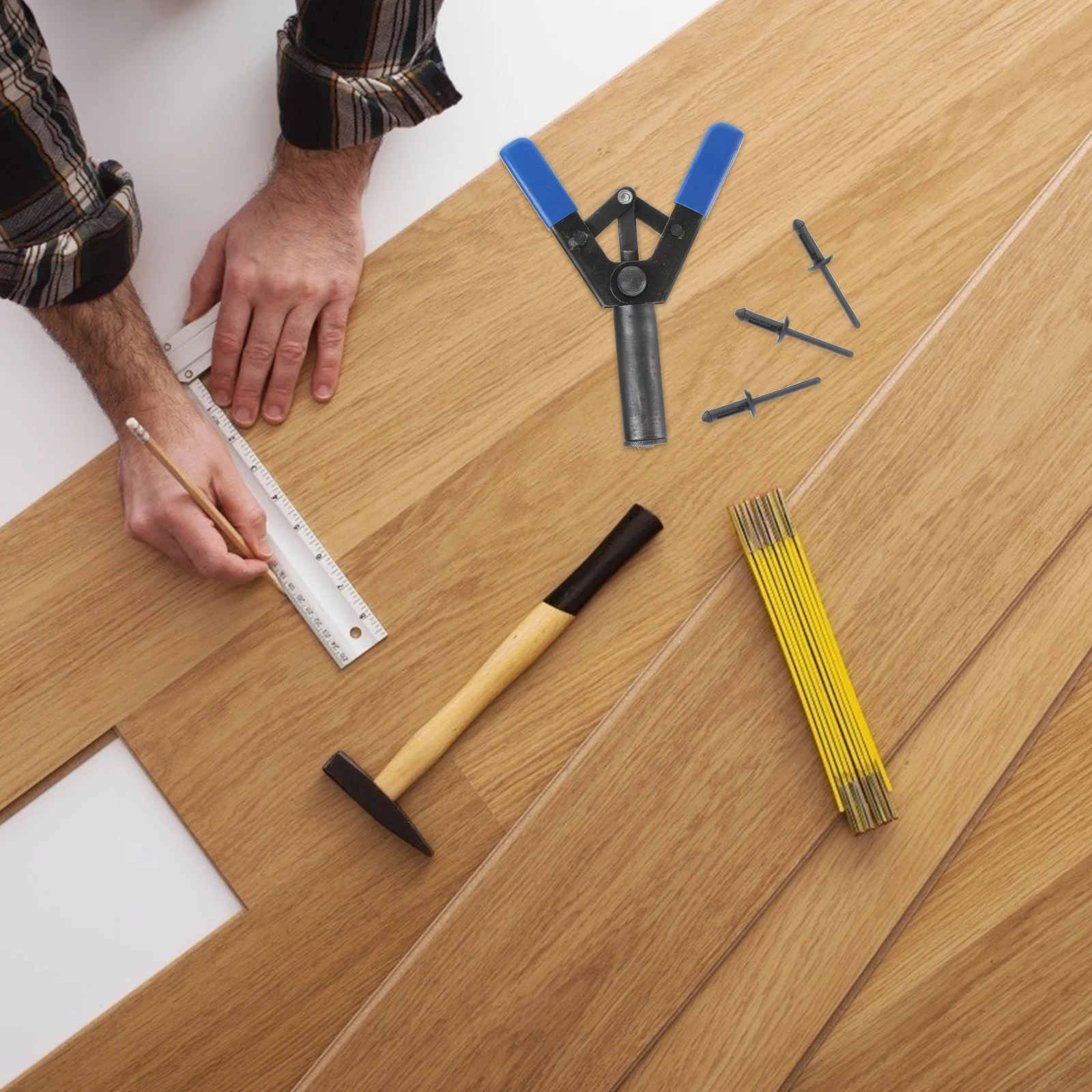 1pc Rivet Riveter Machine Ergonomic Design Black Color Durable Fastening Door Panels Automotive Trim Single Stroke