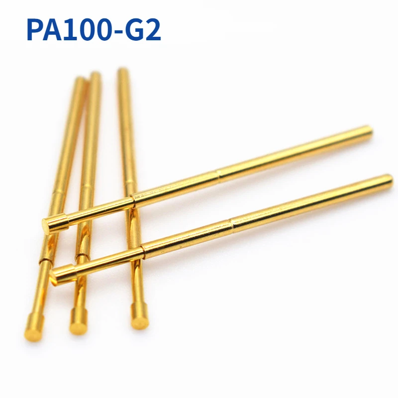 100PCS Gold-plated PA100-G2 Flat Head Spring Test Pin With Outer Diameter 1.36mm Length 33.35mm For ICT Testing