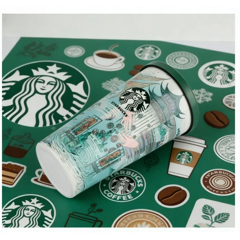 Vaso Térmico Estilo Starbucks con Diseño Oriental de Sirena, 473 ml, Taza de Viaje de Acero Inoxidable con Tapa Verde, Regalo Perfecto para las Fiestas