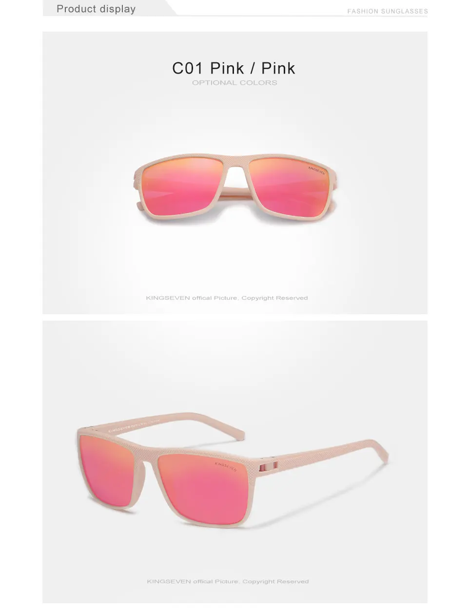 KINGSEVEN NEUE Polarisierte Sonnenbrille für Damen, quadratischer Rahmen, Sonnenbrille für Herren, LC755, Outdoor-Reise – Detail 2