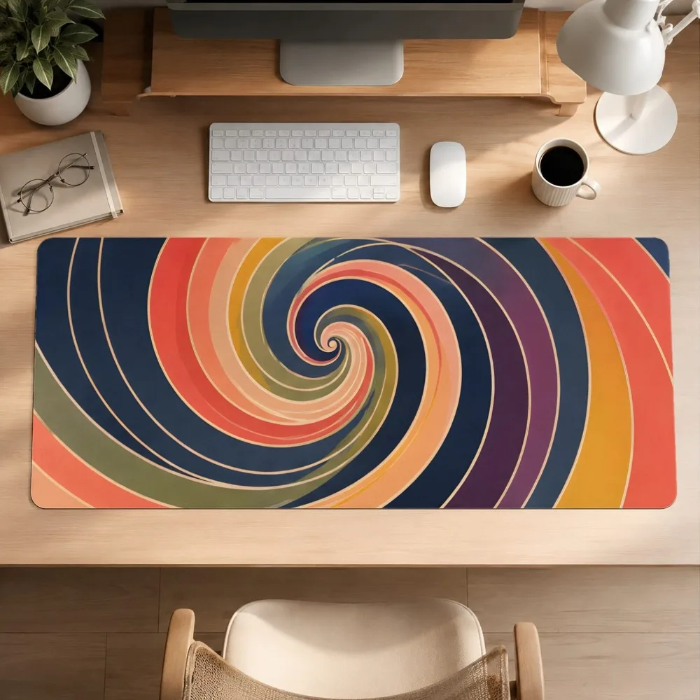 Rainbow deep-toned spiral pattern design, high-quality rubber bottom durable desktop pad, office desk accessory desk accessories