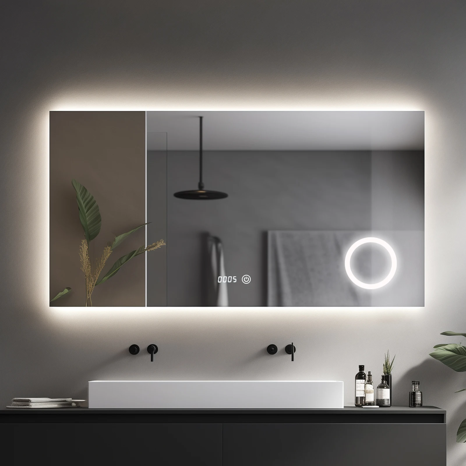 

Fullkenlight Spremium Зеркало для ванной комнаты Роскошная туалетная комната Гостиная Ванна Отель Прямоугольник Светодиодная подсветка Умное зеркало с увеличительным эффектом