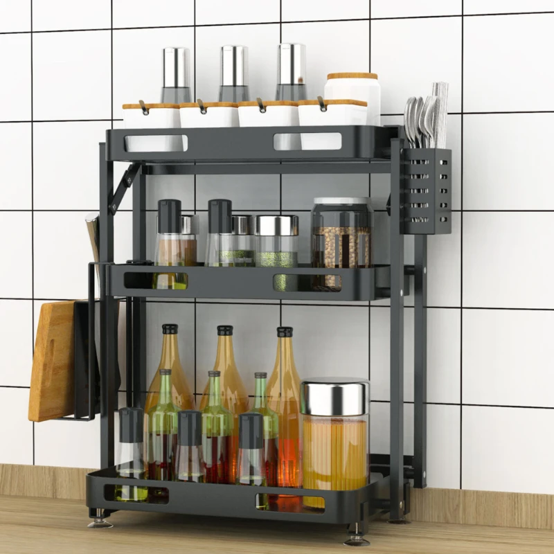 

Shelf For Spices Multifunctional Kitchen Organizer Folding Spice Rack Multilayer Wall Mounting Storage Items Elevating Guardrail