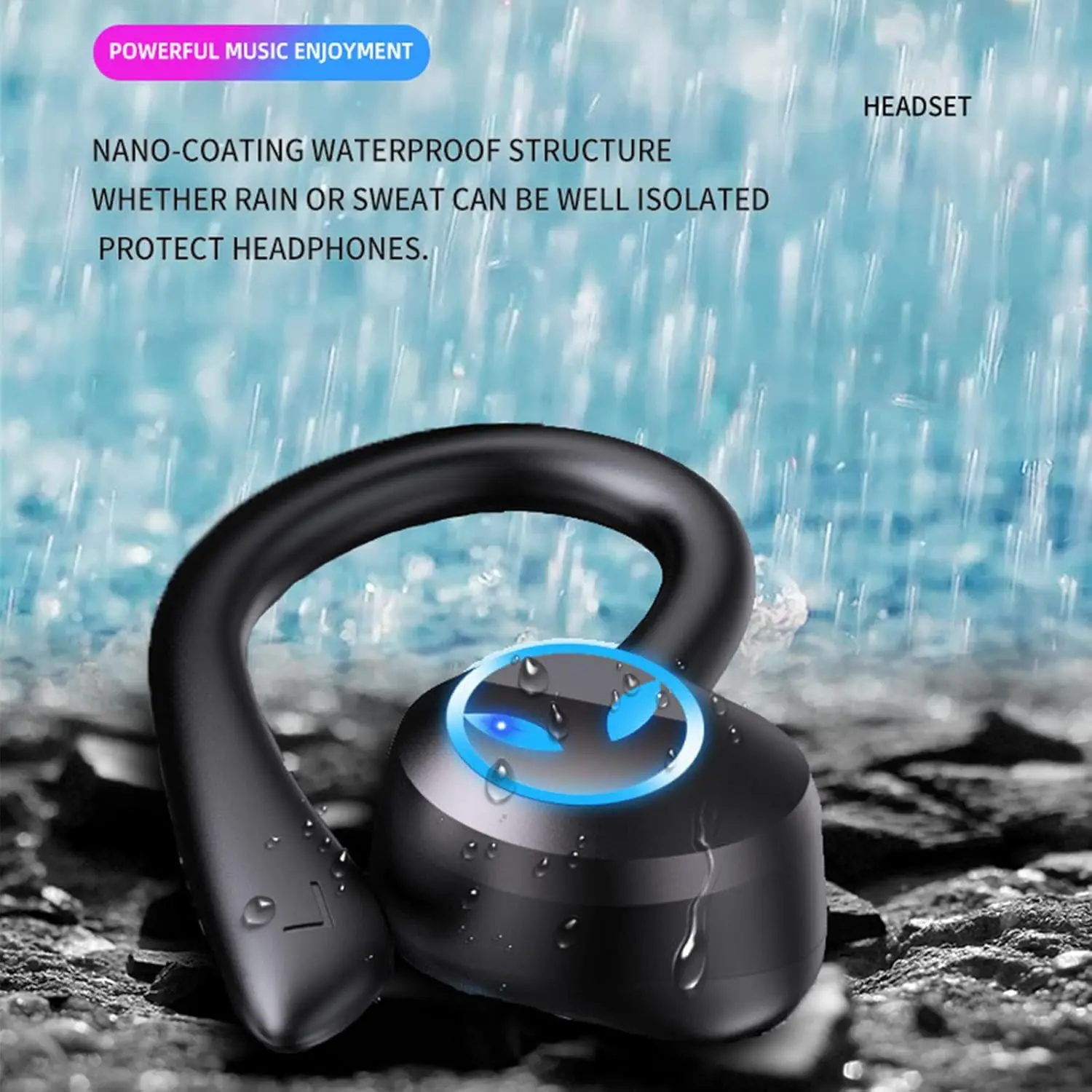 Wireless Earbuds Stereo Sound Bluetooth Headphones Noise Cancelling Sport Earbuds Over Ear Bud with Earhooks IPX7 Waterproof