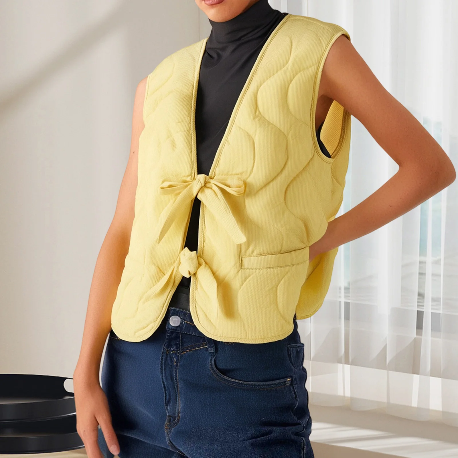 

Женская осенне-зимняя куртка-пуховик, однотонная верхняя одежда, модное легкое пальто без рукавов с завязками спереди