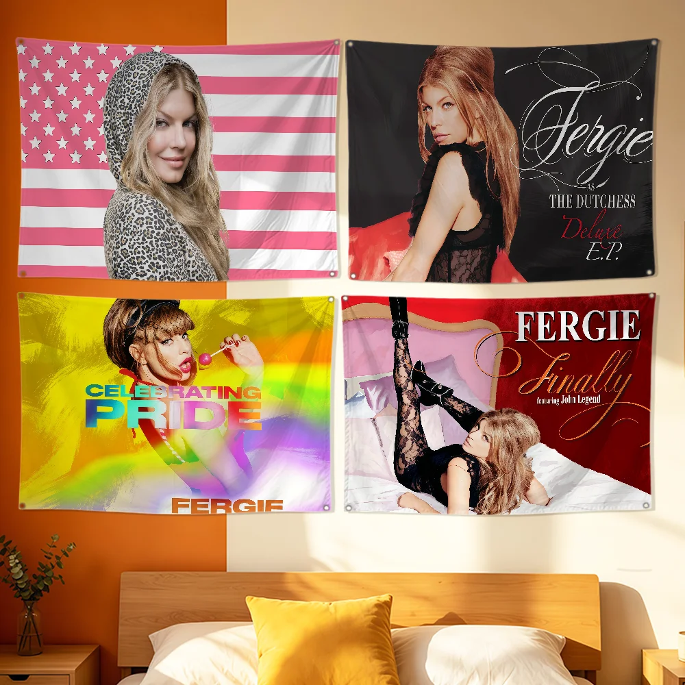 Singer F-Fergie Flag Polyester Printing Banner For Bedroom Living Bar Garden Garage Wall Art Out Door Decoration Fans Gift