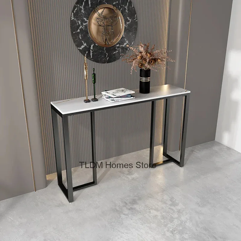 

Nordic Rock Slab Console Tables for Hallway Household Entry Console Table Light Luxury Wrought Iron Hotel Corridor Hallway Table