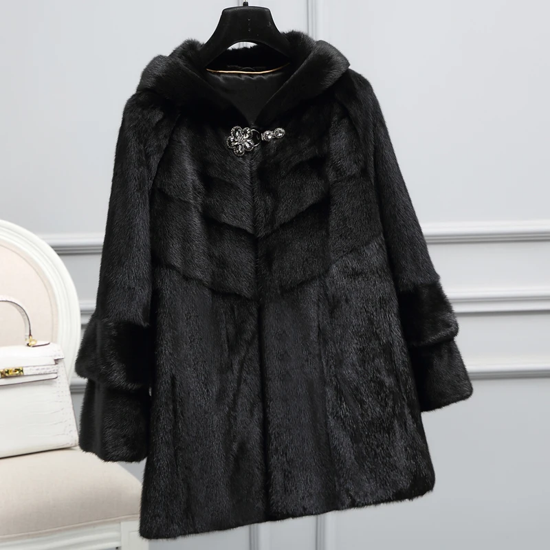 

overall coat Mink jacket fur long fur 2023 women's clothing outerwear jacket coats winter new hooded mink fur