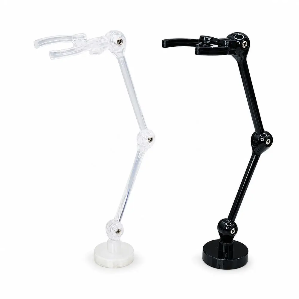 Magnetic Base Action Figure Stand Adjustable Joints Black Figure Display Holder Transparent Clip Support Arm Robot Model Stand