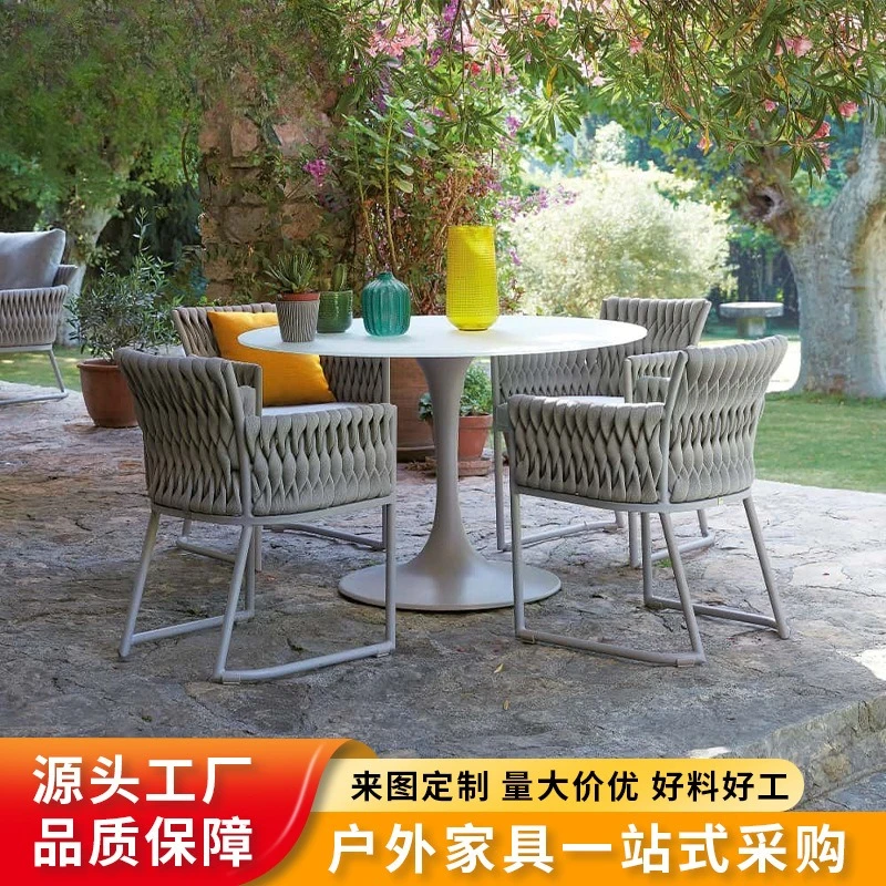 

Nordic courtyard open-air villa waterproof and sunscreen rattan hotel sun room cafe outdoor table and chair combination light lu