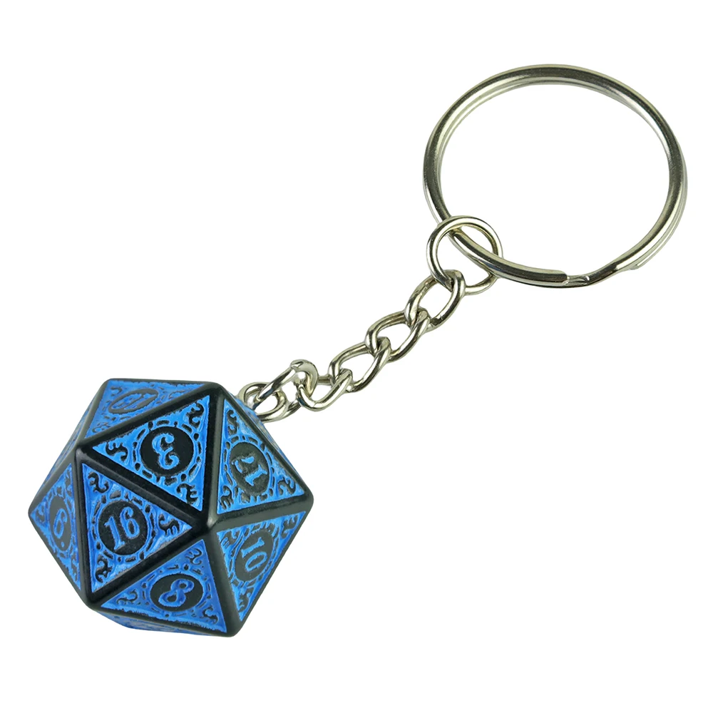 Polyhedral Keychain Funny Acrylic D20 Dice Key Ring  for Women Men Handbag Pendants DIY Accessories Gift