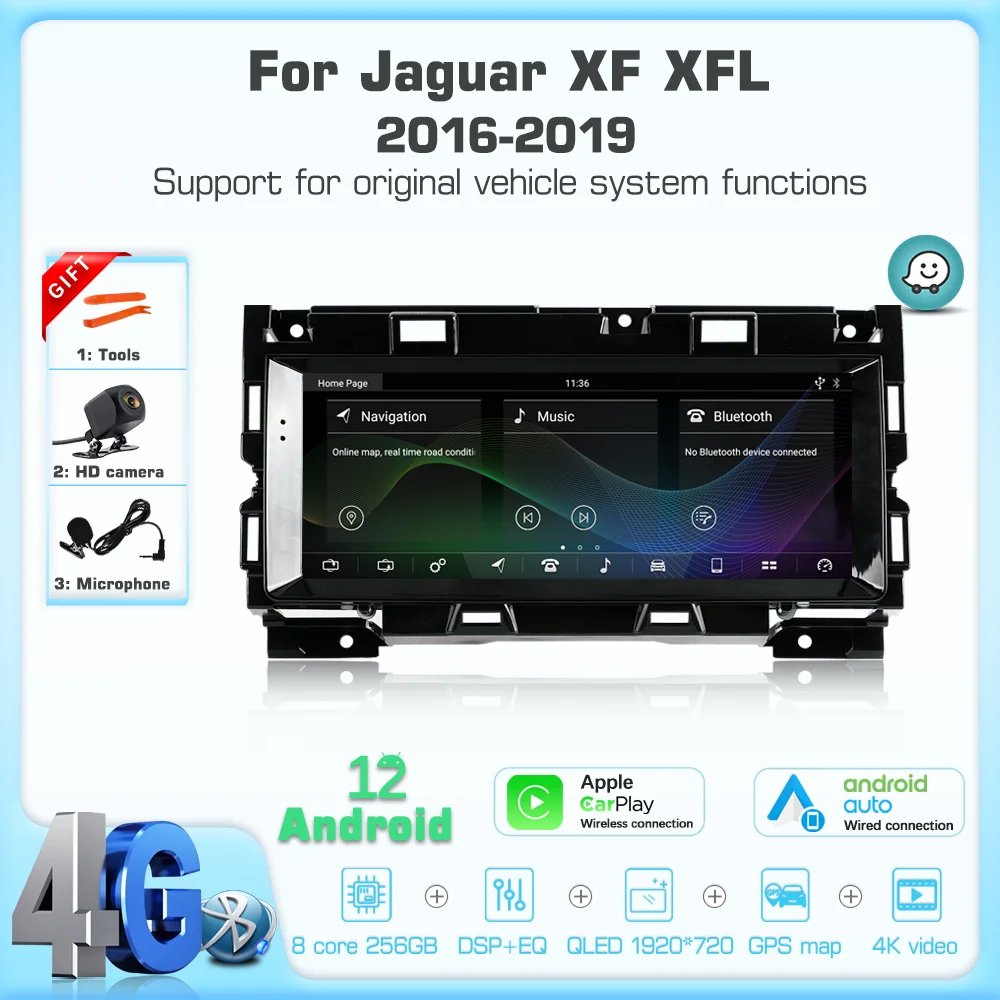 JEHUNG Android 12 For Jaguar XF XFL 2016-2019 Car Media Player CarPlay GPS Radio 5G WIFI Navigation 8+128GB Keep the CD