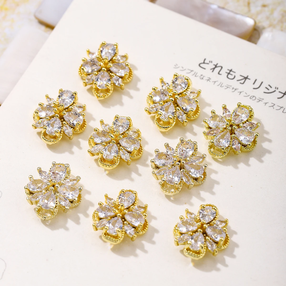 할로우 네잎 클로버 네일 장식, 가벼운 럭셔리 스타일 DIY 네일 장식, y2k 금속 스타일 네일 다이아몬드, 5 개