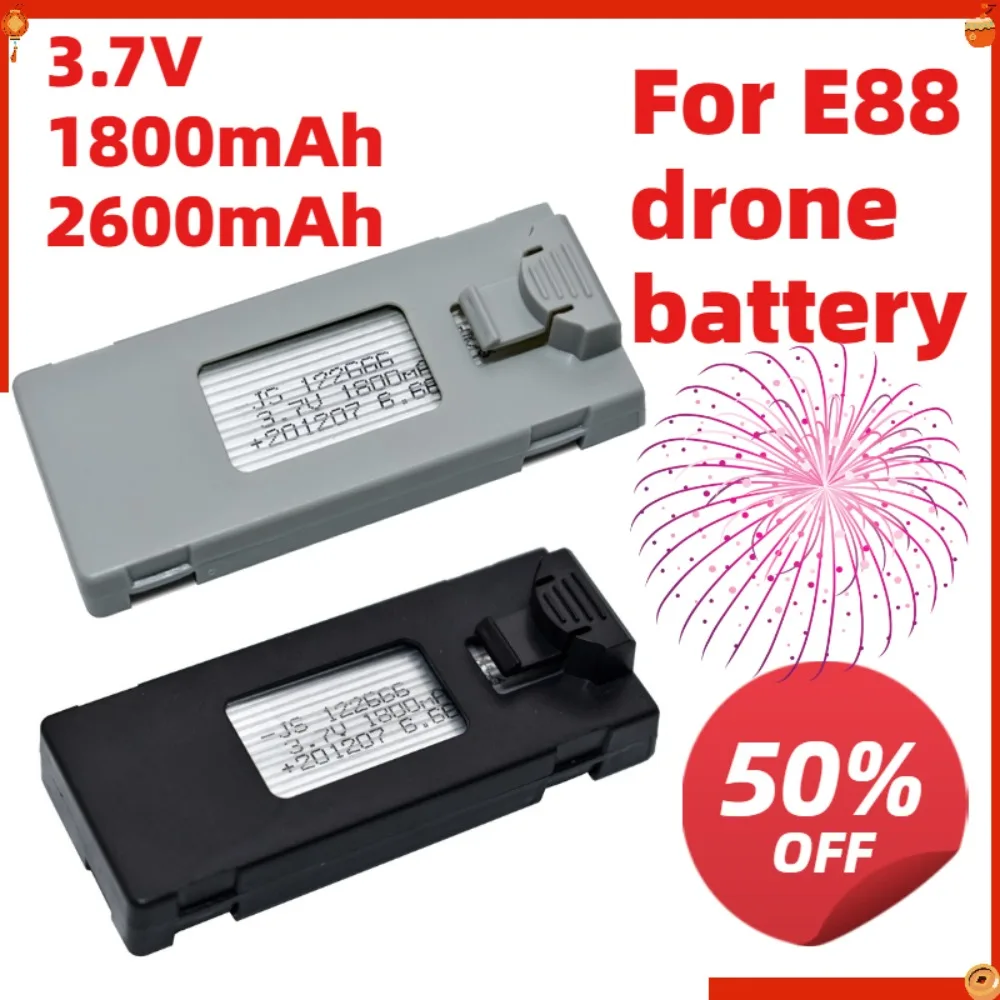 

3.7v 1800mAh 2600mAh Remote Control Drone Battery For E88 Drone Accessories RC Drone Fpv quadcopter spare parts
