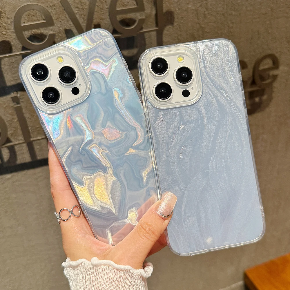 Luksusowe silikonowe etui Laser Silver Gradient dla Xiaomi Redmi Note 13 12 Pro Plus 5G 12S 12 11S 11 10 Redmi 10 12 12C 13 13C Cover