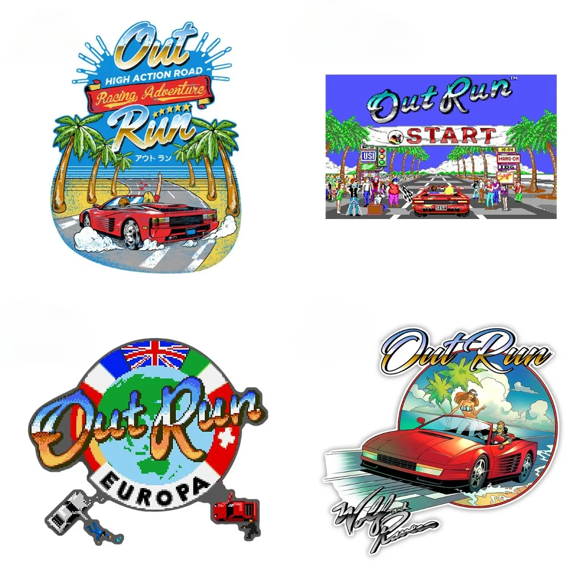 Out Run Car Stickers Creative Arcade Game Logo Decals JDM Accessories Trunk Skateboard Waterproof DIY Goods