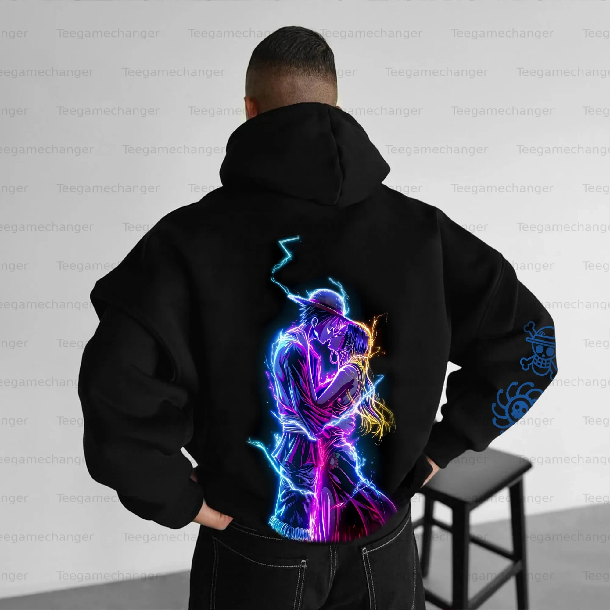 EEN STUK Ouder-kindkleding Herfst en winter Japanse Hotblooded Animatie Klassiek karakter Hoodie Heren en dames