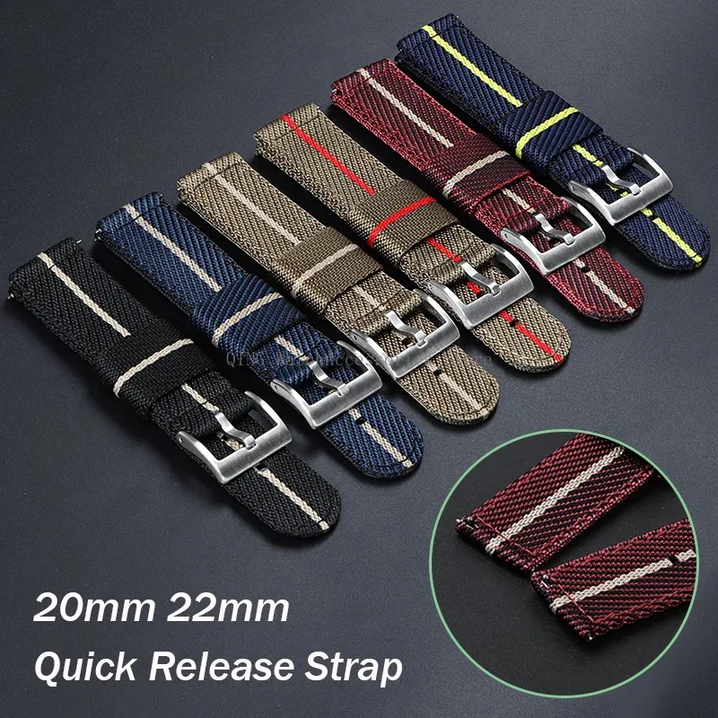 20mm 22mm Nylon Canvas Straps Quick Release Watch Band Men Women Universal Bracelets Fabric Military Sport Replacement Wristband