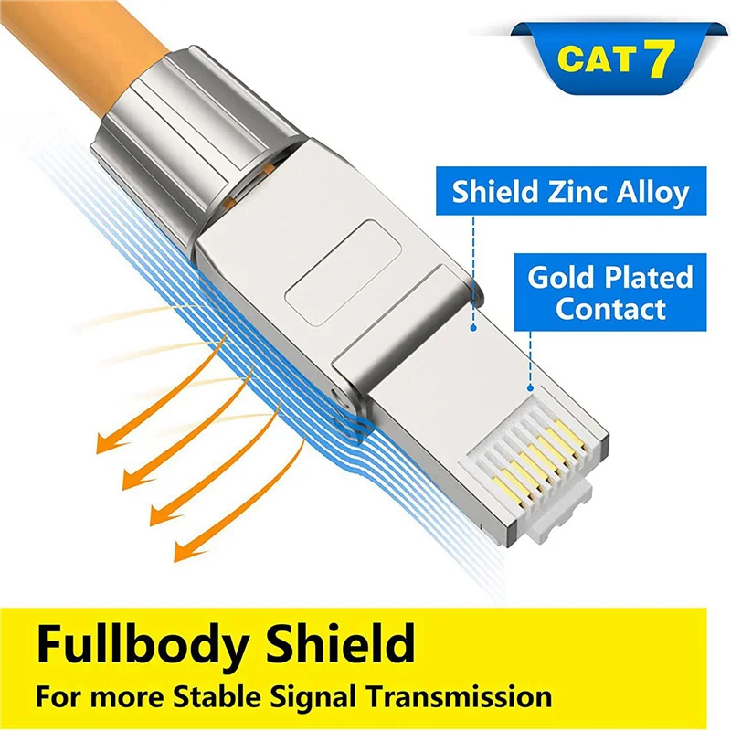 6 Pcs For RJ45 CAT7 Connectors Tool Free Shielded Toolless Modular Network Plug For Installation Cable