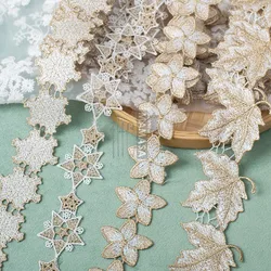 3yard price Gold and white thread embroidery water-soluble cloth lace handmade decorative accessories