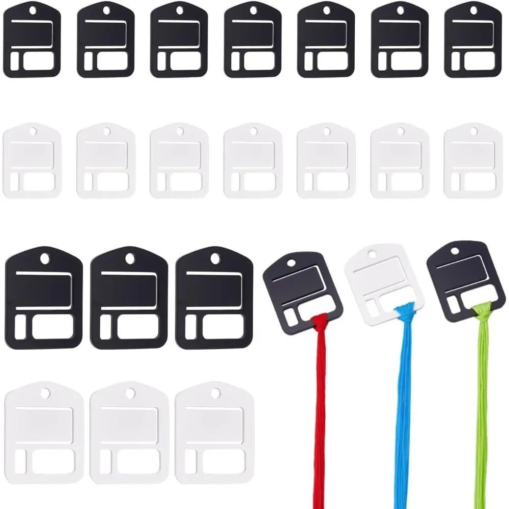 24pcs Acrylic Floss Drops Black White Embroidery Thread Chip Organizer Rectangle Shape Slim Floss Bobbins Cross Stitch Thread