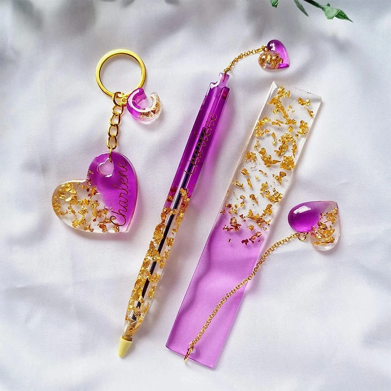 Transparent Pen and Bookmark Silicone Mold Set Epoxy Resin Casting Molds DIY Crystal Handmade Stationery Craft Supplies